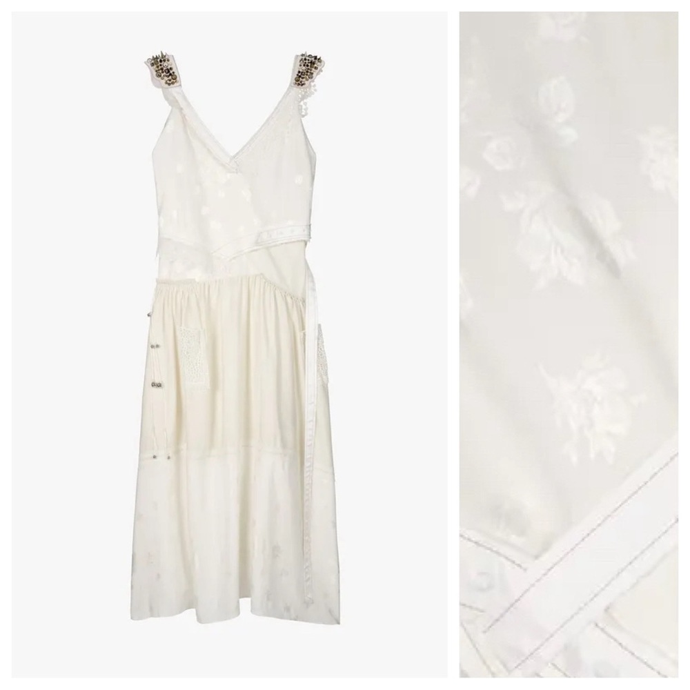 NWT. Zara Atelier Limited Edition Oyster White Studded Maxi Dress. Size S. - Picture 6 of 15